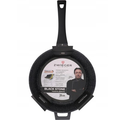 PATELNIA GŁĘBOKA 28 CM BLACK STONE ZWIEGER ZW-PBS-3610